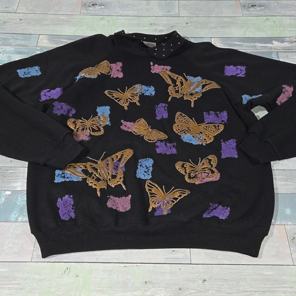 Vintage 90s Marcy'n ME EZL Butterfly Collared Sweater One size fits all